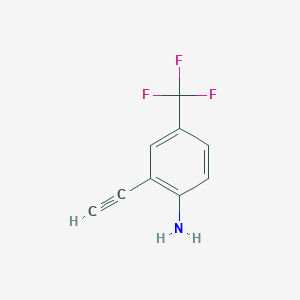 molecular formula C9H6F3N B2799577 2-Ethynyl-4-(trifluoromethyl)aniline CAS No. 878133-02-9