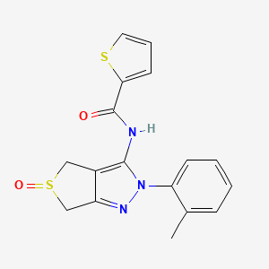 molecular formula C17H15N3O2S2 B2799637 N-[2-(2-methylphenyl)-5-oxo-2H,4H,6H-5lambda4-thieno[3,4-c]pyrazol-3-yl]thiophene-2-carboxamide CAS No. 1007194-96-8