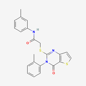molecular formula C22H19N3O2S2 B2799684 N-(3-methylphenyl)-2-{[3-(2-methylphenyl)-4-oxo-3,4-dihydrothieno[3,2-d]pyrimidin-2-yl]sulfanyl}acetamide CAS No. 1291862-77-5