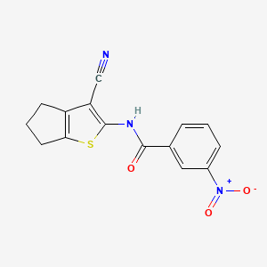 molecular formula C15H11N3O3S B2799691 N-(3-cyano-5,6-dihydro-4H-cyclopenta[b]thiophen-2-yl)-3-nitrobenzamide CAS No. 312917-42-3