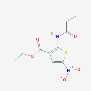 molecular formula C10H12N2O5S B2799694 Ethyl 5-nitro-2-(propanoylamino)thiophene-3-carboxylate CAS No. 477490-66-7