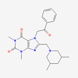 molecular formula C23H29N5O3 B2799711 8-[(3,5-Dimethylpiperidin-1-yl)methyl]-1,3-dimethyl-7-phenacylpurine-2,6-dione CAS No. 851940-66-4