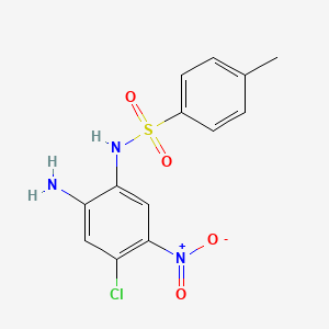 molecular formula C13H12ClN3O4S B2799754 N-(2-amino-4-chloro-5-nitrophenyl)-4-methylbenzene-1-sulfonamide CAS No. 2085689-70-7