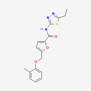molecular formula C17H17N3O3S B2799792 N-(5-ethyl-1,3,4-thiadiazol-2-yl)-5-[(2-methylphenoxy)methyl]furan-2-carboxamide CAS No. 878716-90-6