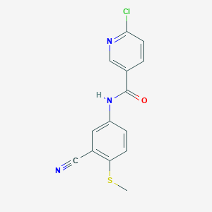 molecular formula C14H10ClN3OS B2799815 6-chloro-N-[3-cyano-4-(methylsulfanyl)phenyl]pyridine-3-carboxamide CAS No. 306980-90-5