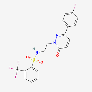 molecular formula C19H15F4N3O3S B2799825 N-(2-(3-(4-fluorophenyl)-6-oxopyridazin-1(6H)-yl)ethyl)-2-(trifluoromethyl)benzenesulfonamide CAS No. 921879-85-8