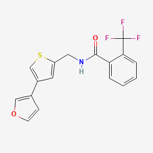 molecular formula C17H12F3NO2S B2799859 N-{[4-(furan-3-yl)thiophen-2-yl]methyl}-2-(trifluoromethyl)benzamide CAS No. 2379985-23-4