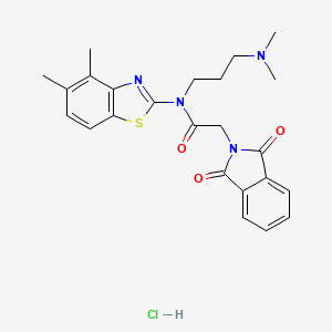 molecular formula C24H27ClN4O3S B2799867 N-(4,5-dimethyl-1,3-benzothiazol-2-yl)-N-[3-(dimethylamino)propyl]-2-(1,3-dioxo-2,3-dihydro-1H-isoindol-2-yl)acetamide hydrochloride CAS No. 1052538-01-8