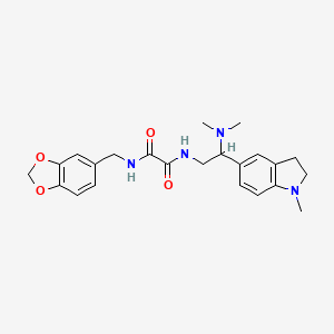 molecular formula C23H28N4O4 B2799870 N'-[(2H-1,3-benzodioxol-5-yl)methyl]-N-[2-(dimethylamino)-2-(1-methyl-2,3-dihydro-1H-indol-5-yl)ethyl]ethanediamide CAS No. 921896-80-2