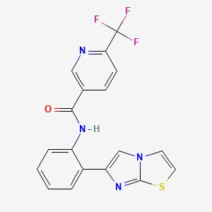 molecular formula C18H11F3N4OS B2799887 N-(2-(imidazo[2,1-b]thiazol-6-yl)phenyl)-6-(trifluoromethyl)nicotinamide CAS No. 1795471-83-8