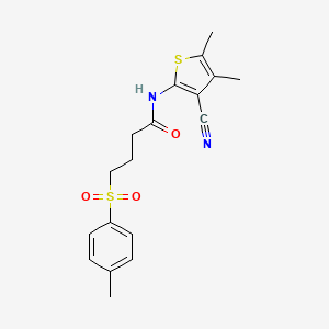 molecular formula C18H20N2O3S2 B2799915 N-(3-cyano-4,5-dimethylthiophen-2-yl)-4-tosylbutanamide CAS No. 941878-72-4