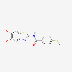 molecular formula C18H18N2O3S2 B2799954 N-(5,6-dimethoxybenzo[d]thiazol-2-yl)-4-(ethylthio)benzamide CAS No. 886933-62-6