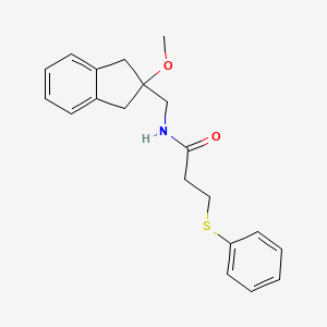 molecular formula C20H23NO2S B2799959 N-((2-methoxy-2,3-dihydro-1H-inden-2-yl)methyl)-3-(phenylthio)propanamide CAS No. 2034529-95-6