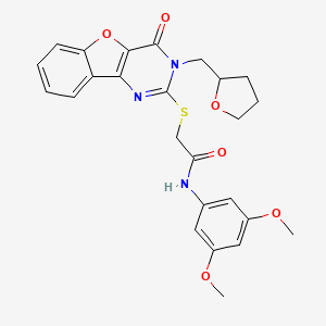 N-(3,5-dimethoxyphenyl)-2-{[4-oxo-3-(tetrahydrofuran-2-ylmethyl)-3,4-dihydro[1]benzofuro[3,2-d]pyrimidin-2-yl]sulfanyl}acetamide