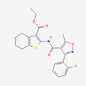 molecular formula C22H21ClN2O4S B2799987 Ethyl 2-((3-(2-chlorophenyl)-5-methylisoxazol-4-YL)carbonylamino)-4,5,6,7-tetrahydrobenzo[B]thiophene-3-carboxylate CAS No. 301680-88-6
