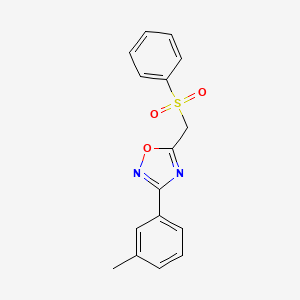 molecular formula C16H14N2O3S B2800002 5-((Phenylsulfonyl)methyl)-3-(m-tolyl)-1,2,4-oxadiazole CAS No. 1105200-09-6