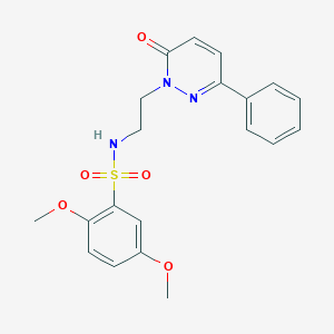 molecular formula C20H21N3O5S B2800009 2,5-dimethoxy-N-(2-(6-oxo-3-phenylpyridazin-1(6H)-yl)ethyl)benzenesulfonamide CAS No. 921853-55-6