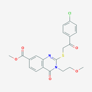 Methyl 2-[2-(4-chlorophenyl)-2-oxoethyl]sulfanyl-3-(2-methoxyethyl)-4-oxoquinazoline-7-carboxylate