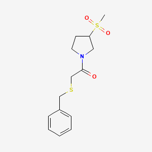 2-(Benzylthio)-1-(3-(methylsulfonyl)pyrrolidin-1-yl)ethanone
