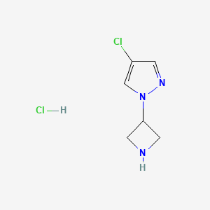 molecular formula C6H9Cl2N3 B2800045 1-(Azetidin-3-yl)-4-chloro-1H-pyrazole hydrochloride CAS No. 2172067-47-7