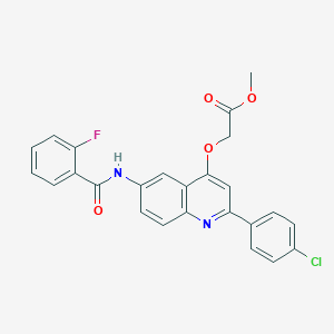 molecular formula C25H18ClFN2O4 B2800072 Methyl 2-{[2-(4-chlorophenyl)-6-(2-fluorobenzamido)quinolin-4-YL]oxy}acetate CAS No. 1358512-56-7