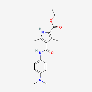 molecular formula C18H23N3O3 B2800074 ethyl 4-((4-(dimethylamino)phenyl)carbamoyl)-3,5-dimethyl-1H-pyrrole-2-carboxylate CAS No. 847461-94-3