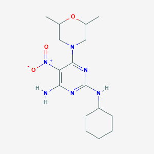 N2-cyclohexyl-6-(2,6-dimethylmorpholino)-5-nitropyrimidine-2,4-diamine