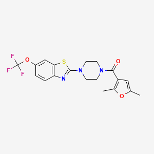 molecular formula C19H18F3N3O3S B2800110 (2,5-Dimethylfuran-3-yl)(4-(6-(trifluoromethoxy)benzo[d]thiazol-2-yl)piperazin-1-yl)methanone CAS No. 1203344-97-1