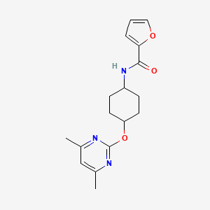 molecular formula C17H21N3O3 B2800120 N-((1r,4r)-4-((4,6-dimethylpyrimidin-2-yl)oxy)cyclohexyl)furan-2-carboxamide CAS No. 2034446-94-9