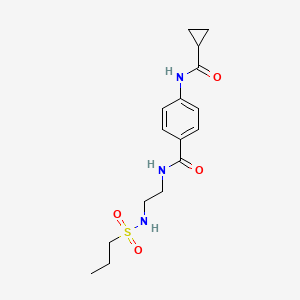 molecular formula C16H23N3O4S B2800151 4-cyclopropaneamido-N-[2-(propane-1-sulfonamido)ethyl]benzamide CAS No. 1091445-02-1