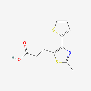 molecular formula C11H11NO2S2 B2800160 3-[2-methyl-4-(thiophen-2-yl)-1,3-thiazol-5-yl]propanoic acid CAS No. 927999-37-9