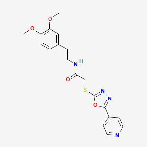 molecular formula C19H20N4O4S B2800165 N-[2-(3,4-dimethoxyphenyl)ethyl]-2-{[5-(pyridin-4-yl)-1,3,4-oxadiazol-2-yl]sulfanyl}acetamide CAS No. 494826-05-0
