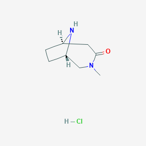 molecular formula C8H15ClN2O B2800170 (1S,6R)-3-Methyl-3,9-diazabicyclo[4.2.1]nonan-4-one hydrochloride CAS No. 1820581-06-3