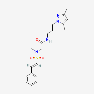 molecular formula C19H26N4O3S B2800173 N-[3-(3,5-dimethylpyrazol-1-yl)propyl]-2-[methyl-[(E)-2-phenylethenyl]sulfonylamino]acetamide CAS No. 1173424-79-7