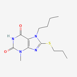 molecular formula C13H20N4O2S B2800191 7-butyl-3-methyl-8-(propylthio)-1H-purine-2,6(3H,7H)-dione CAS No. 303968-91-4