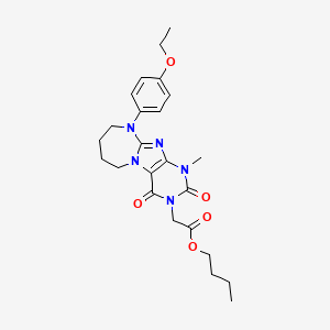 Butyl 2-[10-(4-ethoxyphenyl)-1-methyl-2,4-dioxo-1,3,5-trihydro-6H,7H,8H,9H-1,3-diazaperhydroepino[1,2-h]purin-3-yl]acetate