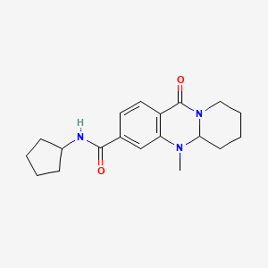 molecular formula C19H25N3O2 B2800206 N-cyclopentyl-5-methyl-11-oxo-5,6,7,8,9,11-hexahydro-5aH-pyrido[2,1-b]quinazoline-3-carboxamide CAS No. 1574567-50-2