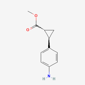 molecular formula C11H13NO2 B2800277 rel-Methyl (1R,2R)-2-(4-aminophenyl)cyclopropane-1-carboxylate CAS No. 1030846-82-2