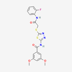 N-(5-((2-((2-fluorophenyl)amino)-2-oxoethyl)thio)-1,3,4-thiadiazol-2-yl)-3,5-dimethoxybenzamide