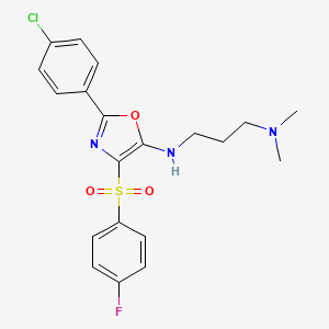 N1-(2-(4-chlorophenyl)-4-((4-fluorophenyl)sulfonyl)oxazol-5-yl)-N3,N3-dimethylpropane-1,3-diamine