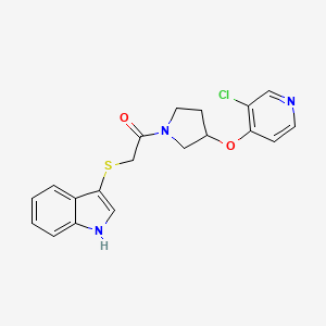 molecular formula C19H18ClN3O2S B2800314 2-((1H-indol-3-yl)thio)-1-(3-((3-chloropyridin-4-yl)oxy)pyrrolidin-1-yl)ethanone CAS No. 2034432-67-0