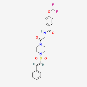molecular formula C22H23F2N3O5S B2800319 4-(difluoromethoxy)-N-[2-oxo-2-[4-[(E)-2-phenylethenyl]sulfonylpiperazin-1-yl]ethyl]benzamide CAS No. 874122-68-6