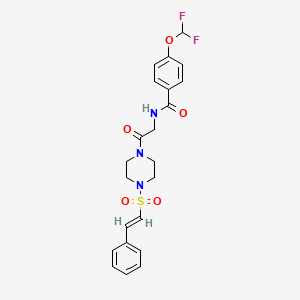 4-(difluoromethoxy)-N-[2-oxo-2-[4-[(E)-2-phenylethenyl]sulfonylpiperazin-1-yl]ethyl]benzamide