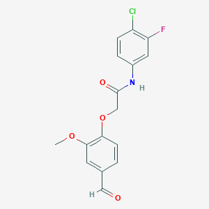 molecular formula C16H13ClFNO4 B2800349 N-(4-chloro-3-fluorophenyl)-2-(4-formyl-2-methoxyphenoxy)acetamide CAS No. 757192-63-5