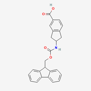 molecular formula C25H21NO4 B2800385 2-({[(9H-fluoren-9-yl)methoxy]carbonyl}amino)-2,3-dihydro-1H-indene-5-carboxylic acid CAS No. 2137744-01-3