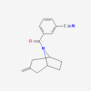 molecular formula C16H16N2O B2800386 3-((1R,5S)-3-methylene-8-azabicyclo[3.2.1]octane-8-carbonyl)benzonitrile CAS No. 2320605-06-7