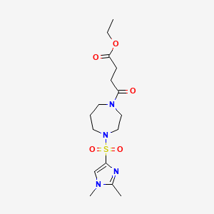 molecular formula C16H26N4O5S B2800387 ethyl 4-(4-((1,2-dimethyl-1H-imidazol-4-yl)sulfonyl)-1,4-diazepan-1-yl)-4-oxobutanoate CAS No. 1903501-70-1