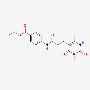 Ethyl 4-(3-(3,6-dimethyl-2,4-dioxo-1,2,3,4-tetrahydropyrimidin-5-yl)propanamido)benzoate
