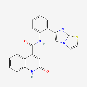 molecular formula C21H14N4O2S B2800394 2-hydroxy-N-(2-(imidazo[2,1-b]thiazol-6-yl)phenyl)quinoline-4-carboxamide CAS No. 1788945-36-7