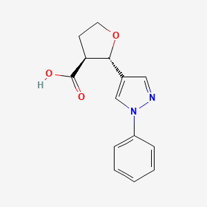 molecular formula C14H14N2O3 B2800404 (2S,3S)-2-(1-phenyl-1H-pyrazol-4-yl)oxolane-3-carboxylic acid CAS No. 1820579-51-8